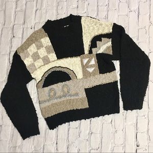 Vintage 80s 90s Kitschy Knit Geometric Sweater M